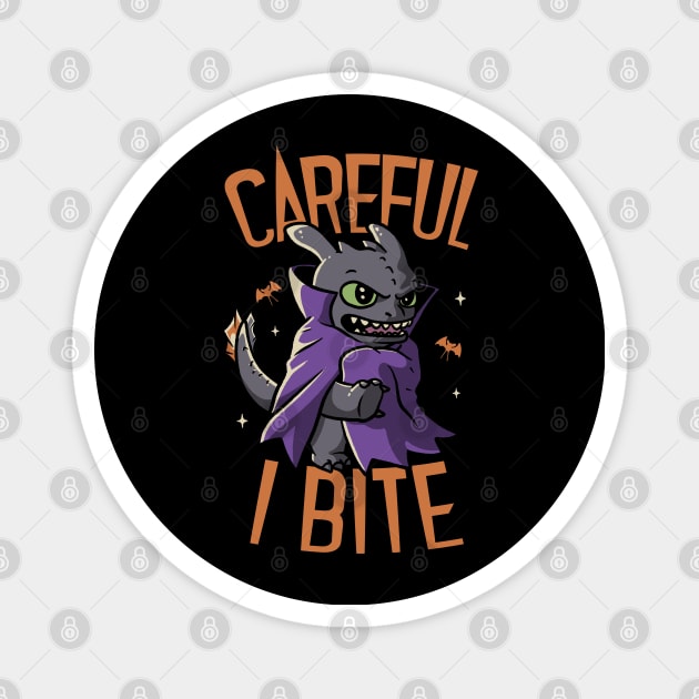 Careful I Bite Funny Cute Spooky Magnet by eduely